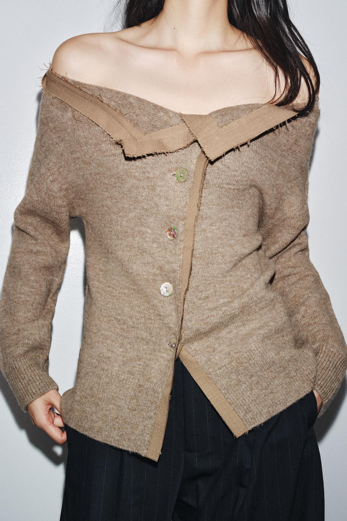 Veste en maille à col bateau