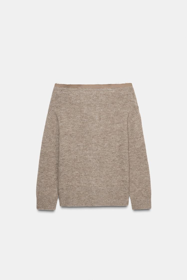 Veste en maille à col bateau