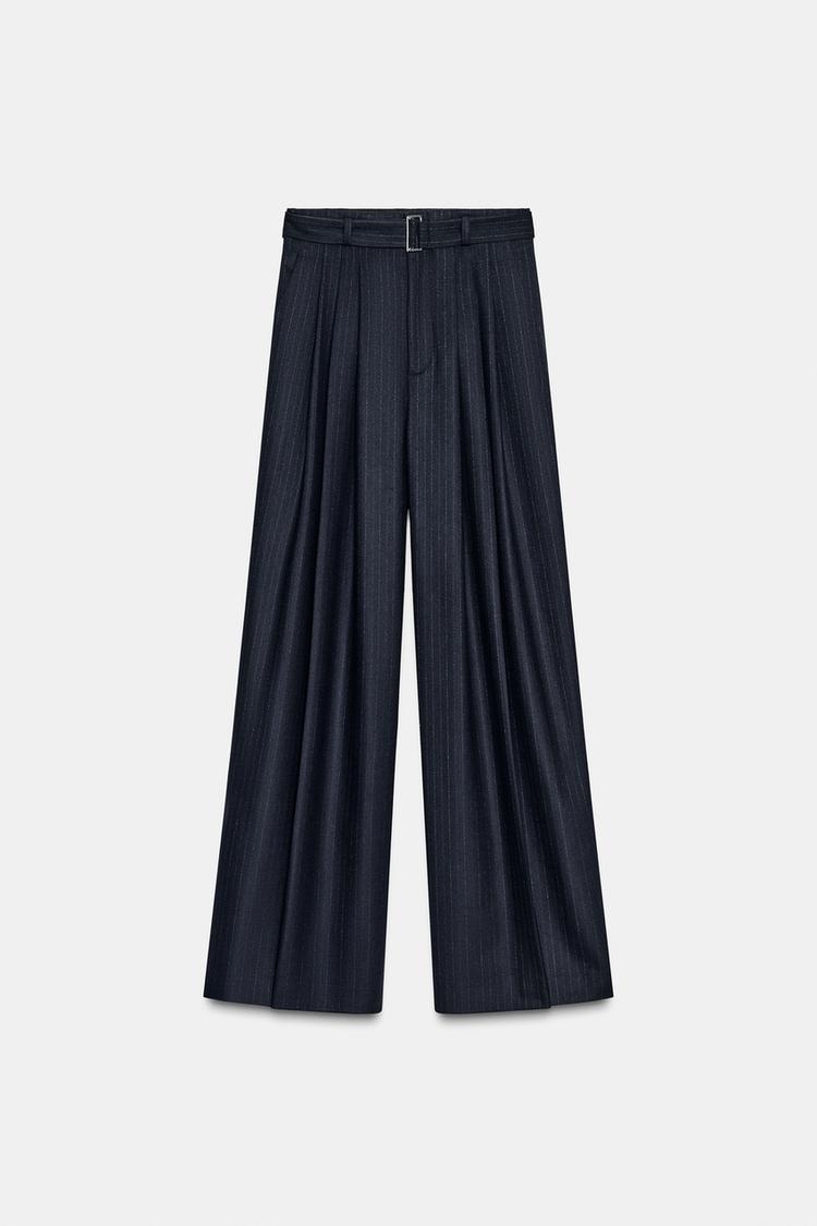 Pantalon à rayures diplomatiques avec ceinture