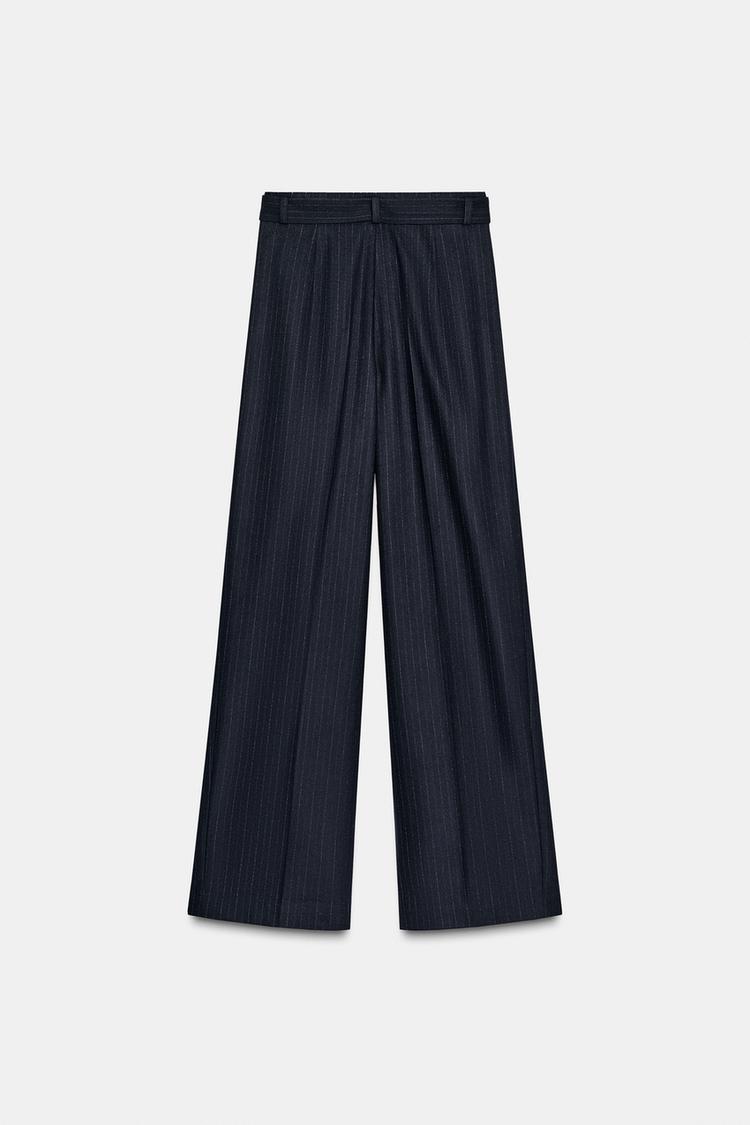 Pantalon à rayures diplomatiques avec ceinture
