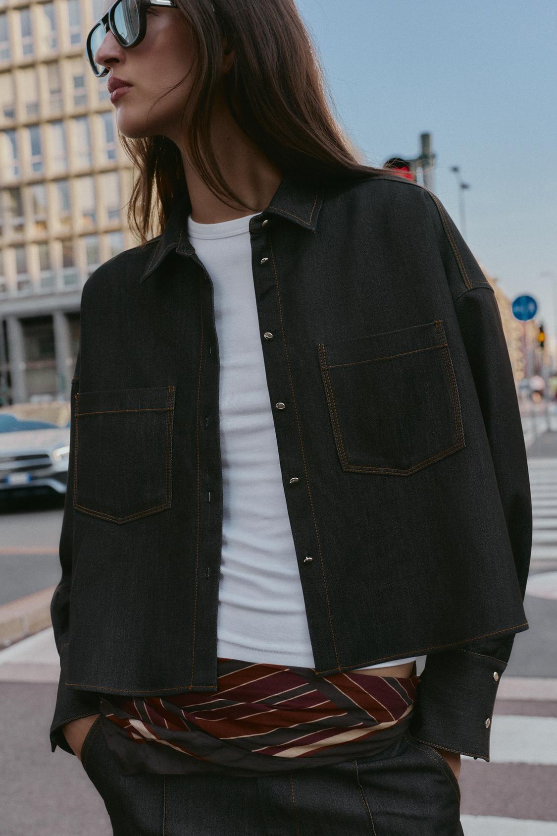 Chemise oversize à surpiqûres contrastées