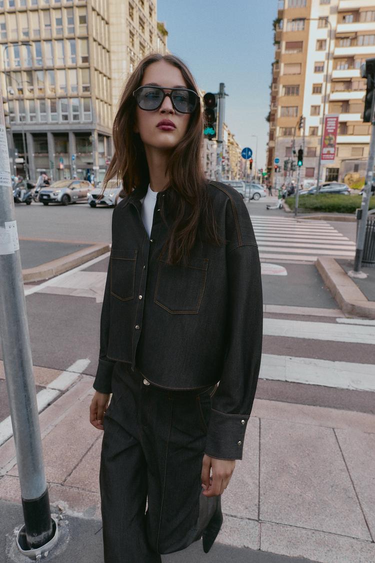 Chemise oversize à surpiqûres contrastées
