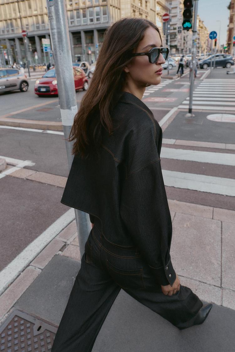Chemise oversize à surpiqûres contrastées
