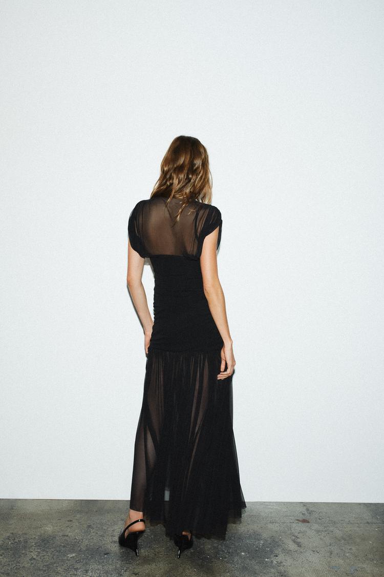 Robe midi drapée combinée