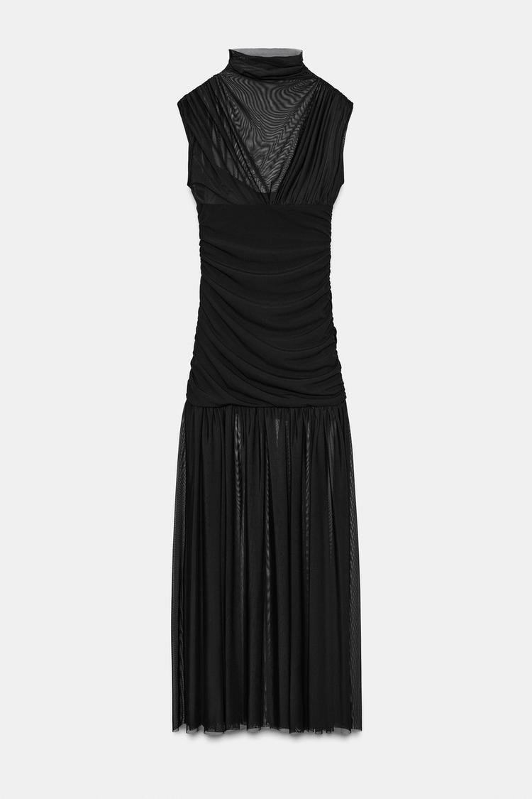 Robe midi drapée combinée