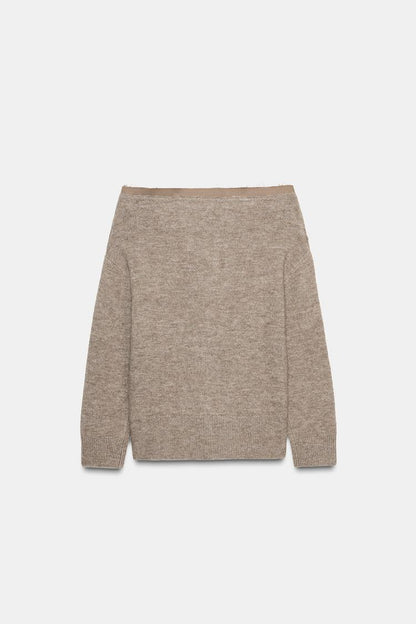 Veste en maille à col bateau