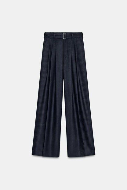 Pantalon à rayures diplomatiques avec ceinture