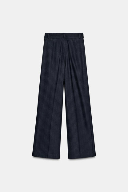 Pantalon à rayures diplomatiques avec ceinture