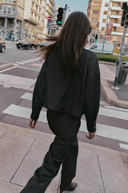 Chemise oversize à surpiqûres contrastées