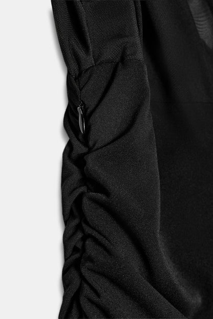 Robe midi drapée combinée